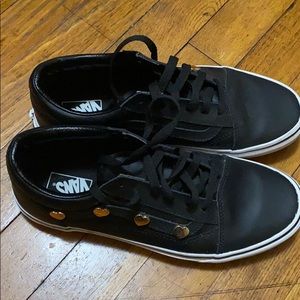 Gold hearts leather vans